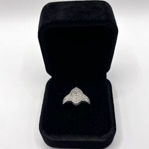 0.50 CT Marquise Cut Natural Diamond Sterling Silver Ring